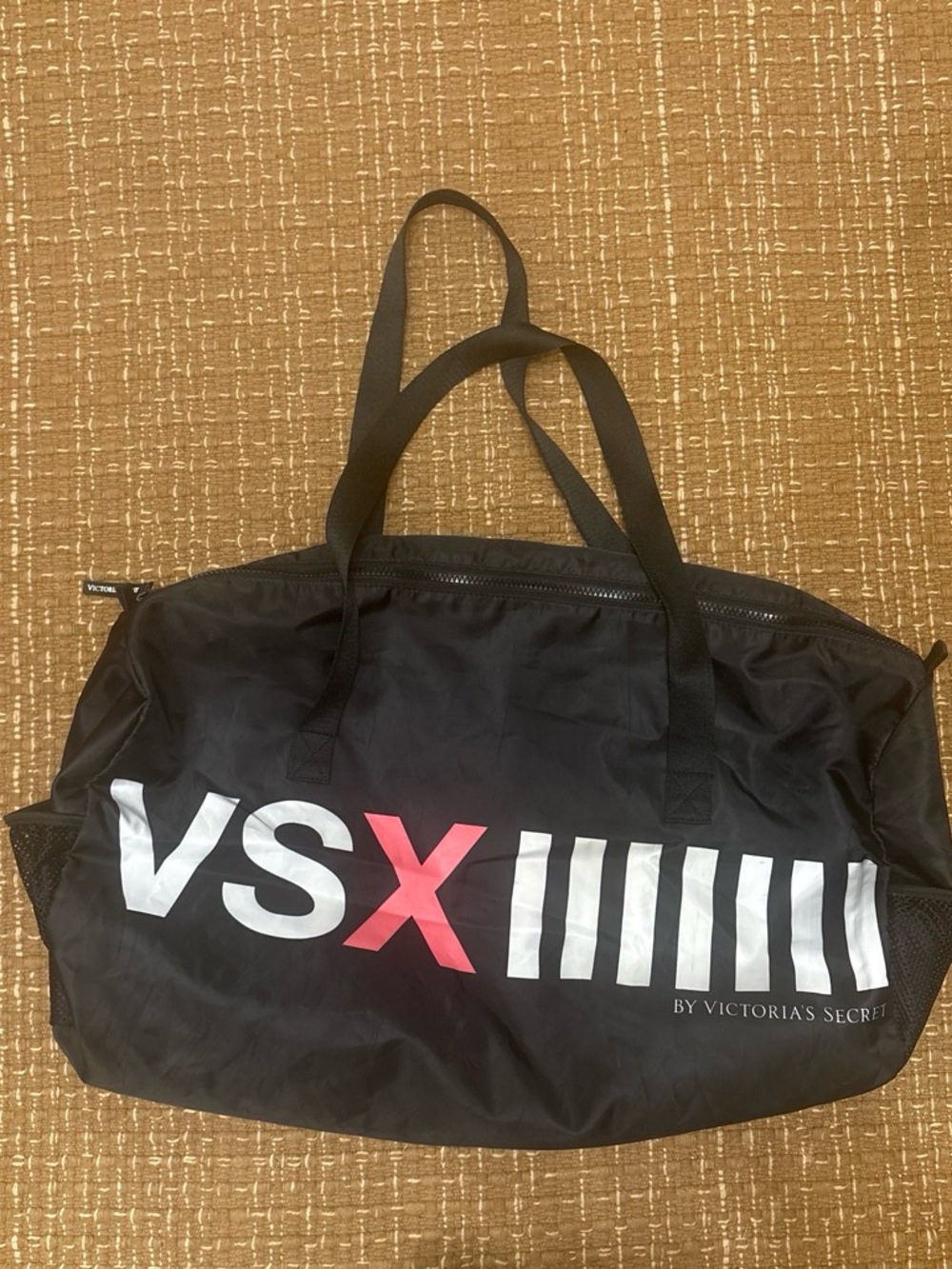 Victoria's Secret Black Duffle with Pink VSX Accent